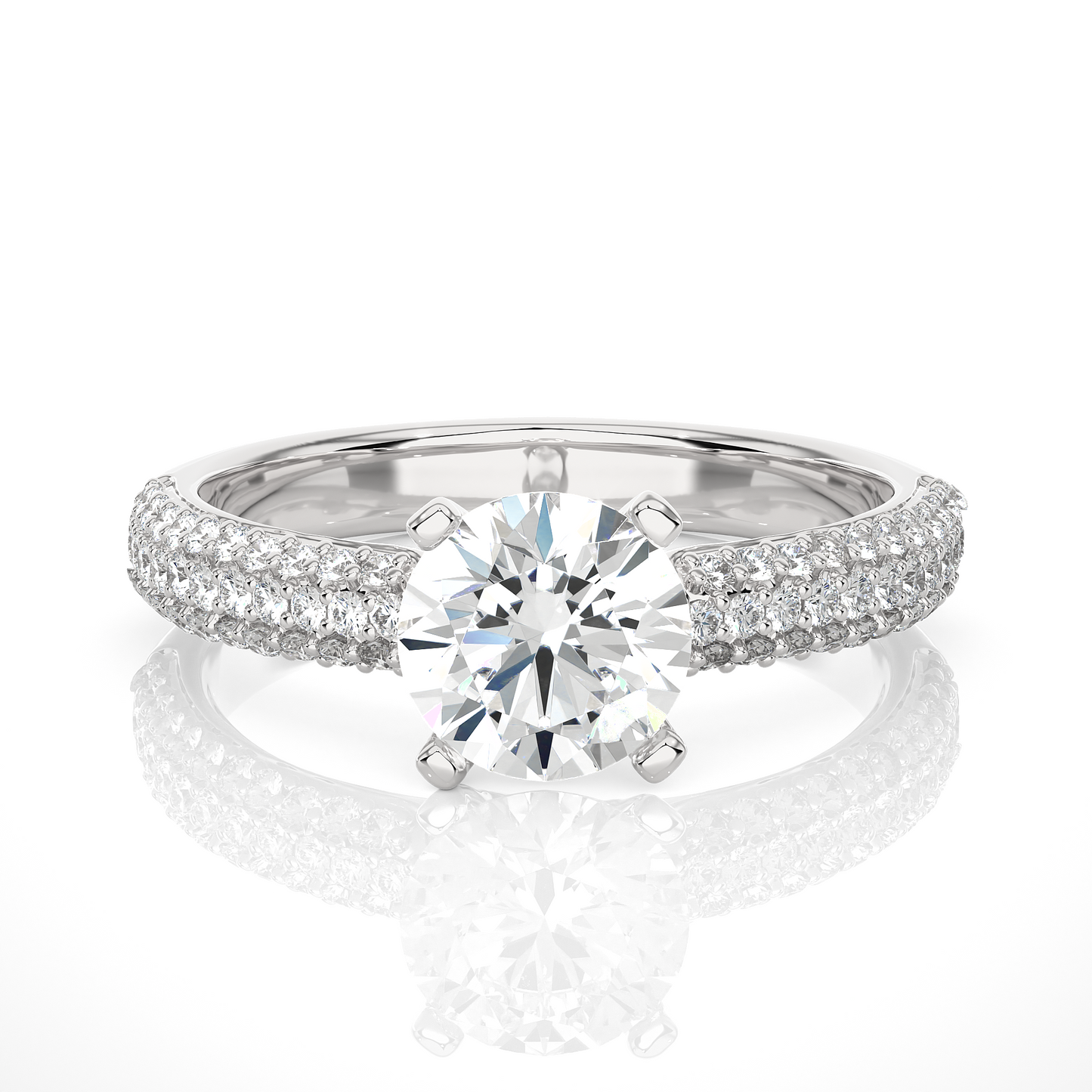 1.56 Ct Carat Round Shaped Lab Grown Diamond 14K White Gold Engagement Perfect Ring, Gift For Her