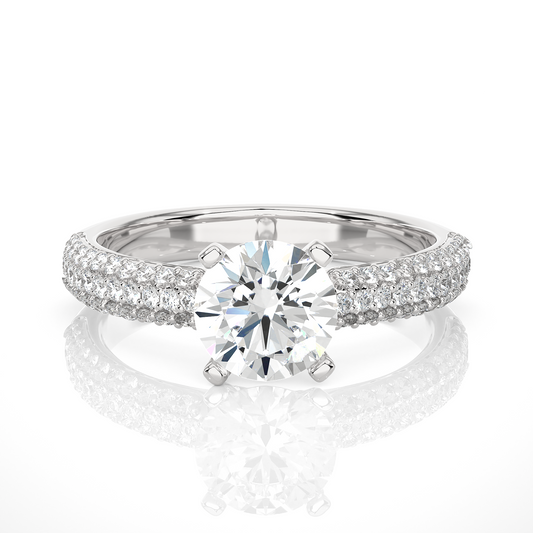 1.56 Ct  Carat Round Shaped Lab Grown Diamond  14K White Gold Engagement Perfect Ring, Gift For Her