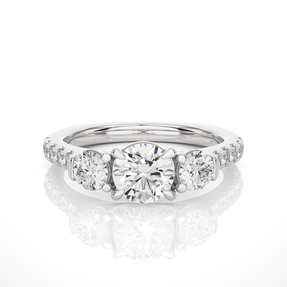 1.54 Ct Lab grown Round Diamond Anniversary Ring, With Three Stone