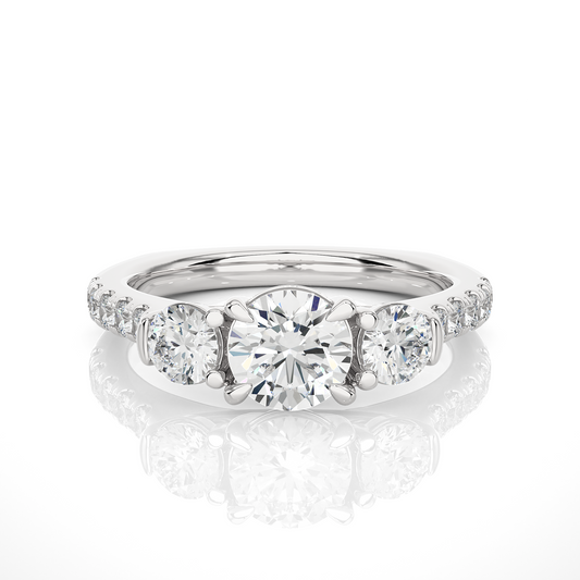 1.54 Ct Lab grown Round Diamond Anniversary Ring, With Three Stone
