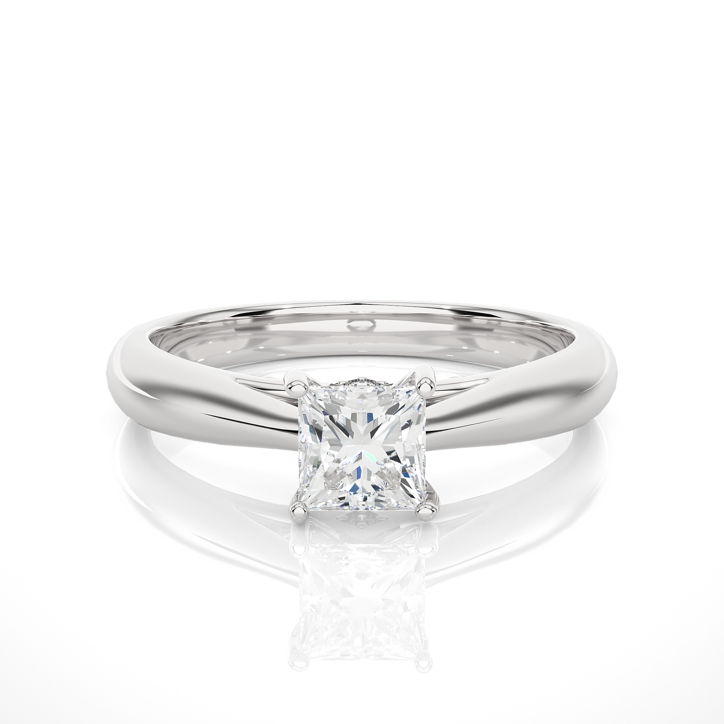 Princess Cut Lab Diamond Prong Set Solitaire Ring