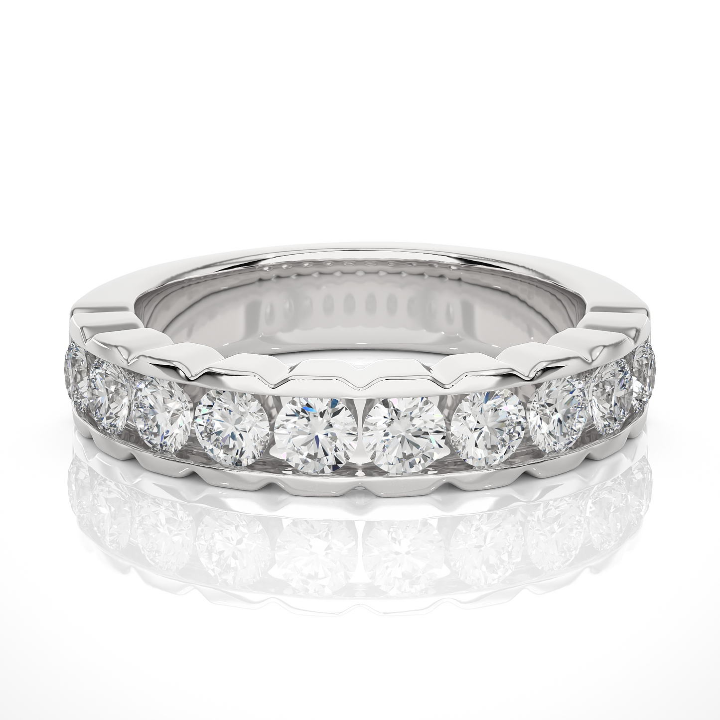 Affordable Round Diamond Half Eternity Wedding Band Ring Elegant Yet Budget Friendly Gift