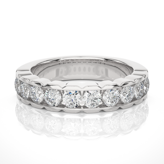 Affordable Round Diamond Half Eternity Wedding Band Ring Elegant Yet Budget Friendly Gift