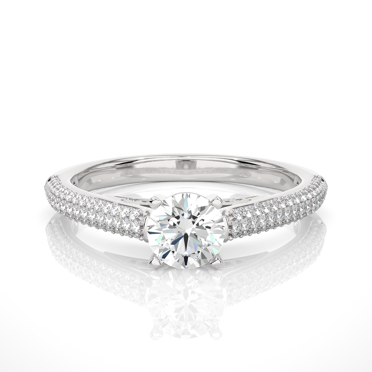 5.70 Ct Round Shaped Lab Grown  Diamond 18k Solid Gold With Side Stone Stunning Engagement Ring For Her