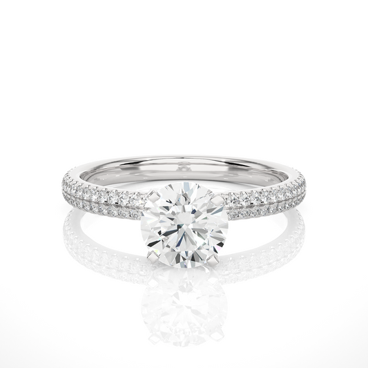 1.14 Carat Round Cut Diamond, Minimalist Solitaire Pav & Side Stones Ring For you In Every Occasion