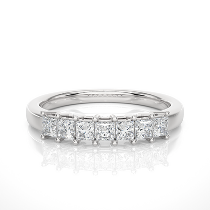 Princess Cut Half Eternity Band In 14K Solid Gold In Lab grown And Natural Diamonds