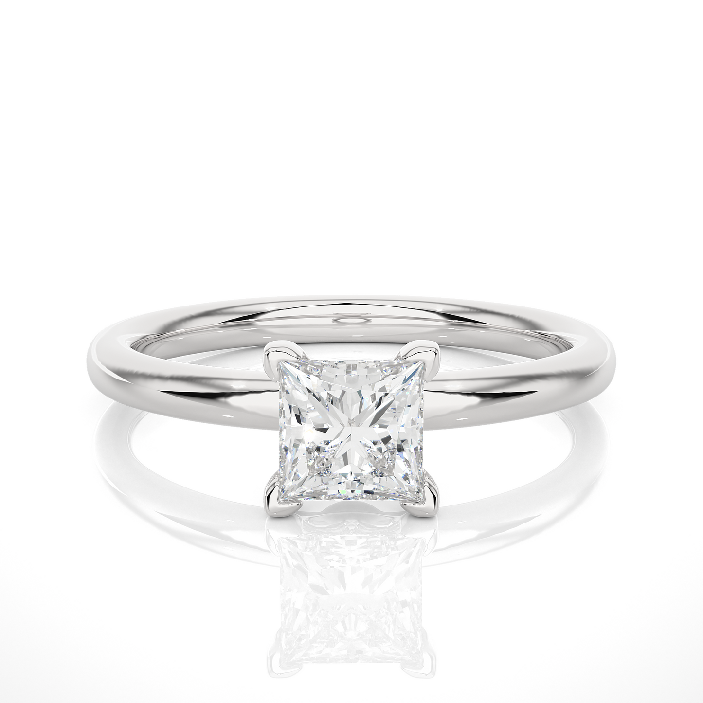 Princess Cut Prong Set Solitaire Ring for Women