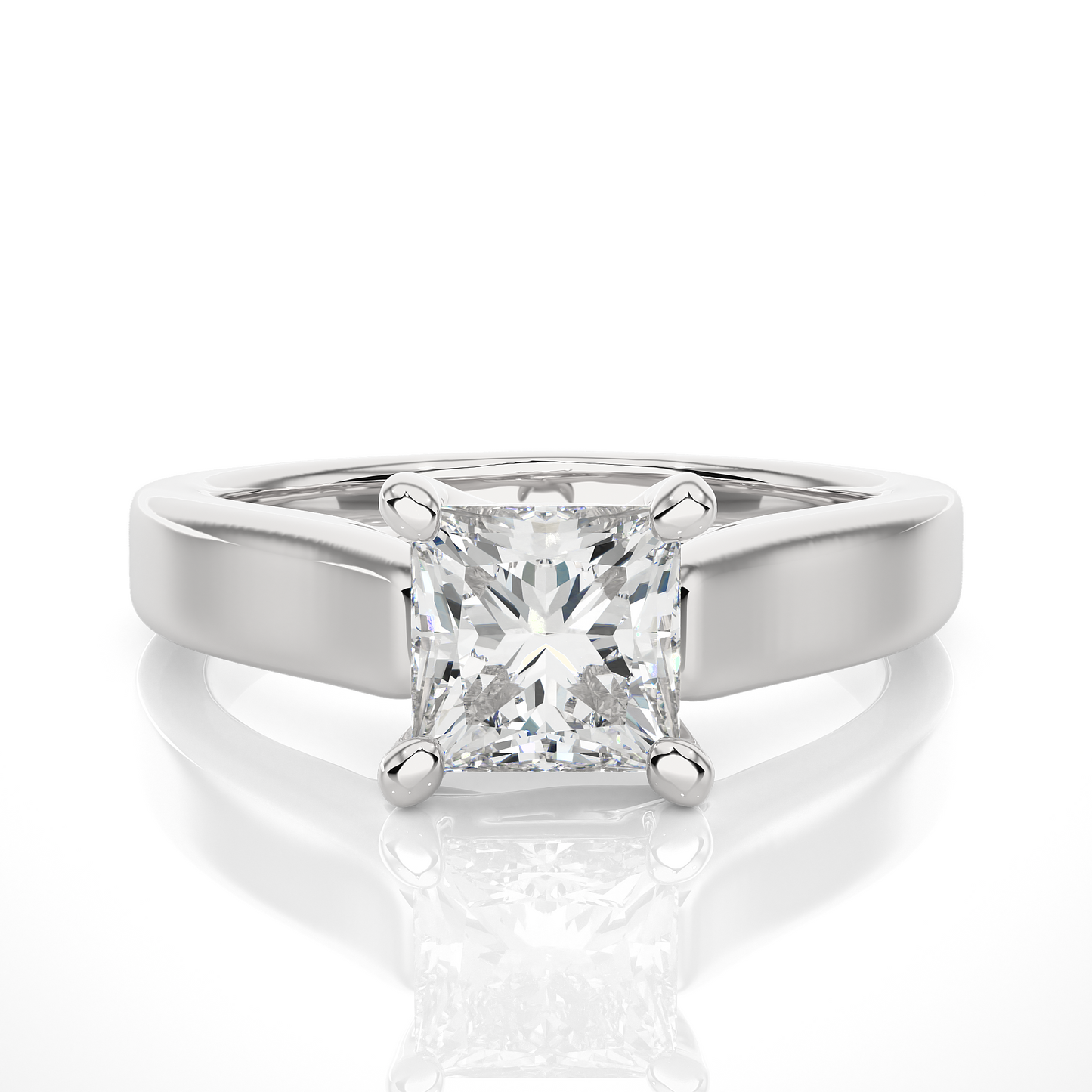 Princess Cut Lab Diamond Solitaire Engagement Ring