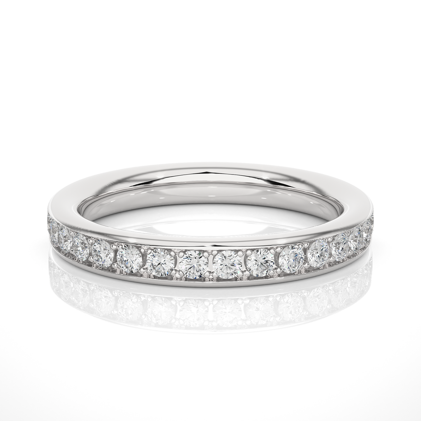 Labgrown 0.35 CT Round Cut Diamond Wedding Band Channel Set Anniversary Band For Her