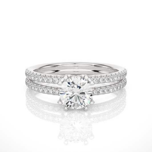 1.32 CT Round Lab Diamond Solitaire Ring 10k Solid White Gold Engagement & Wedding Bridal Set  Luxury Promise Ring