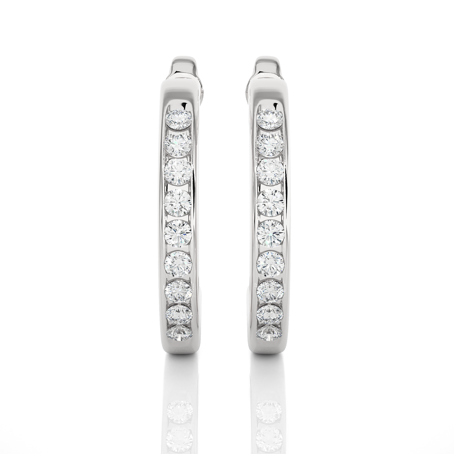 14K Solid Gold Half Hoop Diamond Earrings For Women's Perfect Gift Of Timeless Elegance