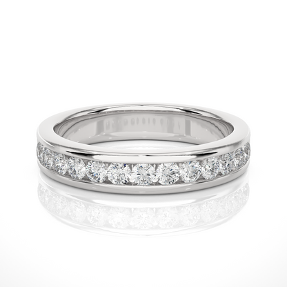 Eco-Friendly Round Diamond Channel Set Wedding Band Lab-Grown Sparkle Band For Wife