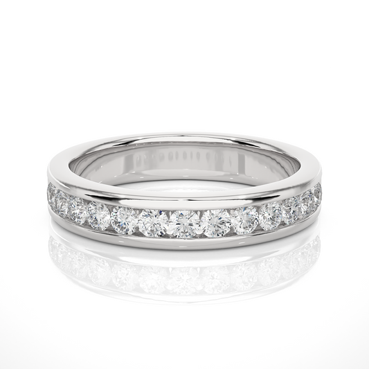 Eco-Friendly Round Diamond Channel Set Wedding Band Lab-Grown Sparkle Band For Wife