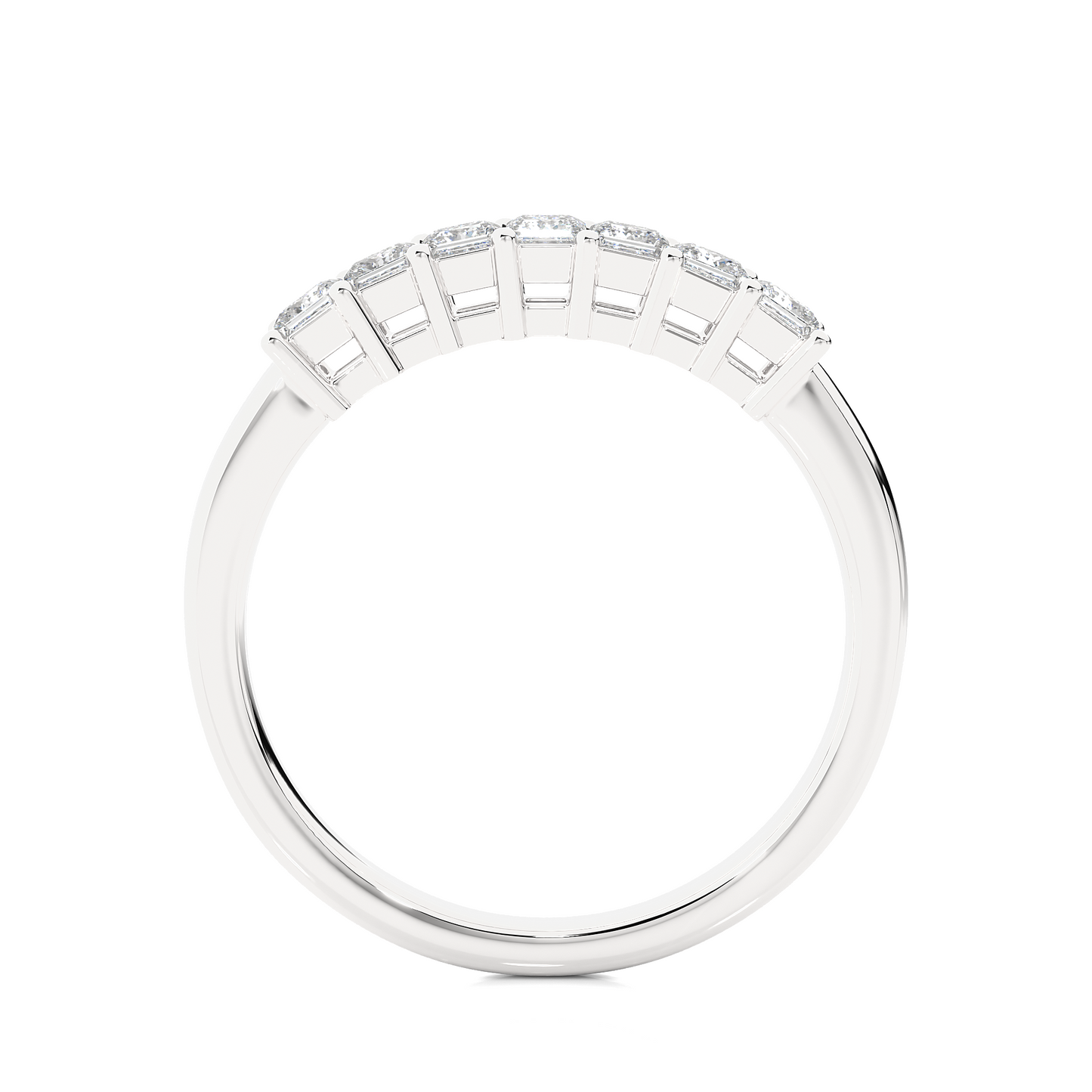 Princess Cut Half Eternity Band In 14K Solid Gold In Lab grown And Natural Diamonds