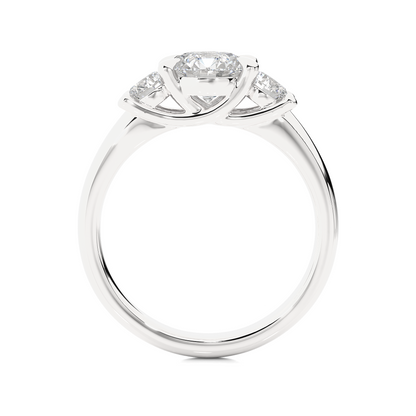 Three Stone Round 1.39 Carat Lab Grown Diamond Engagement Ring For Her