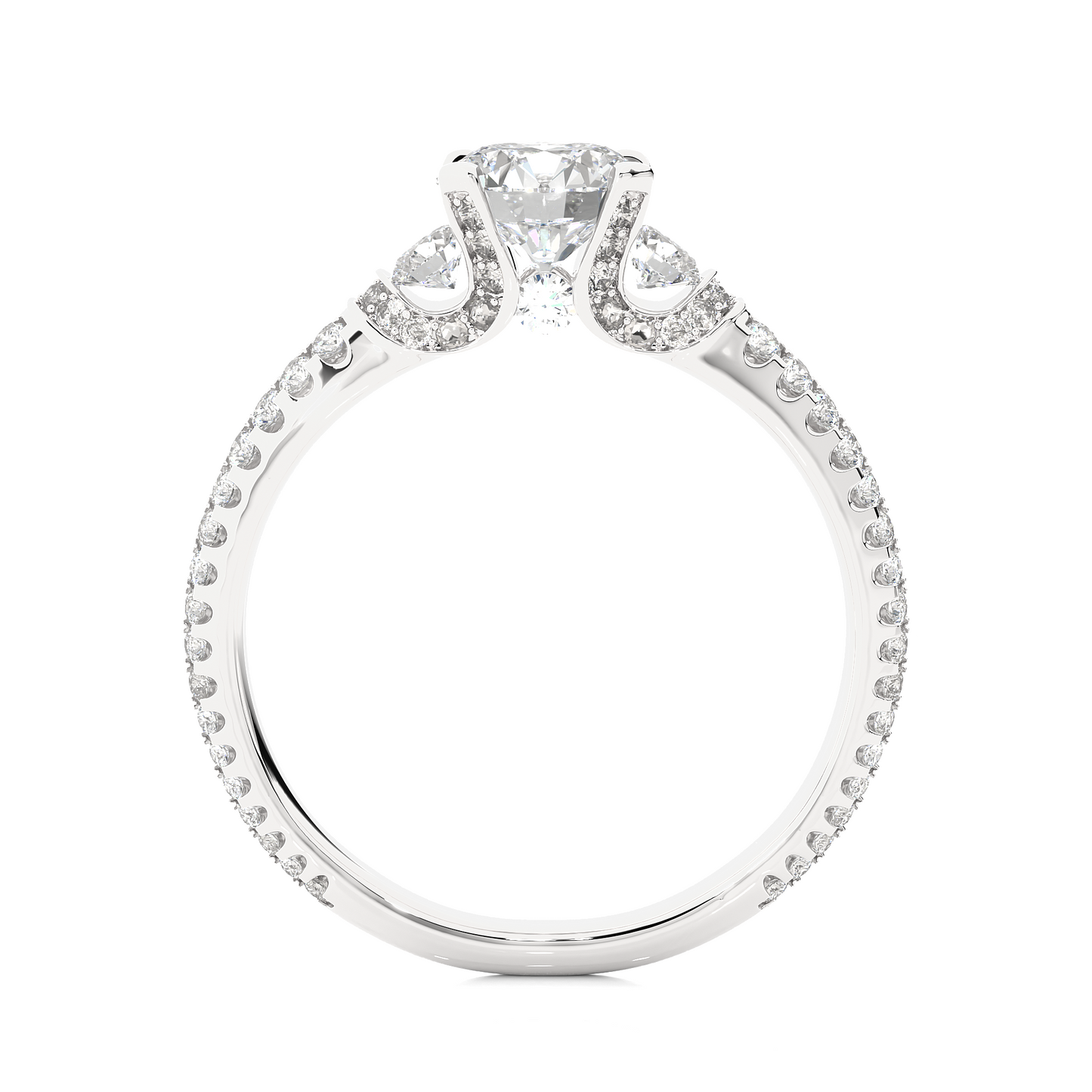 1.44 Carat Round Diamond Lab Grown Diamond Ring with Three Stones Diamond Ring To Her birthday