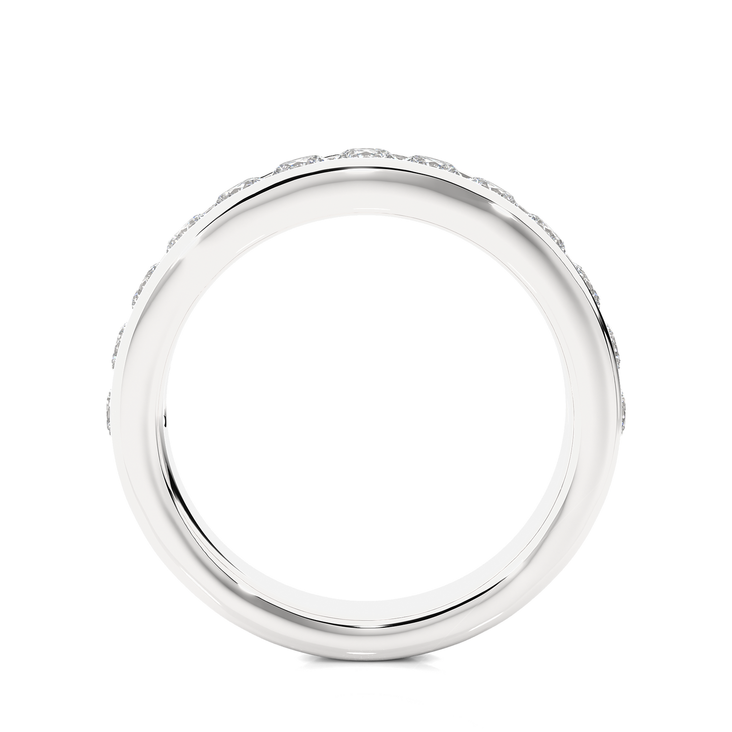 Channel Set Round Cut Diamond Half Eternity Band Perfect Gift For Her In 14K Solid Gold