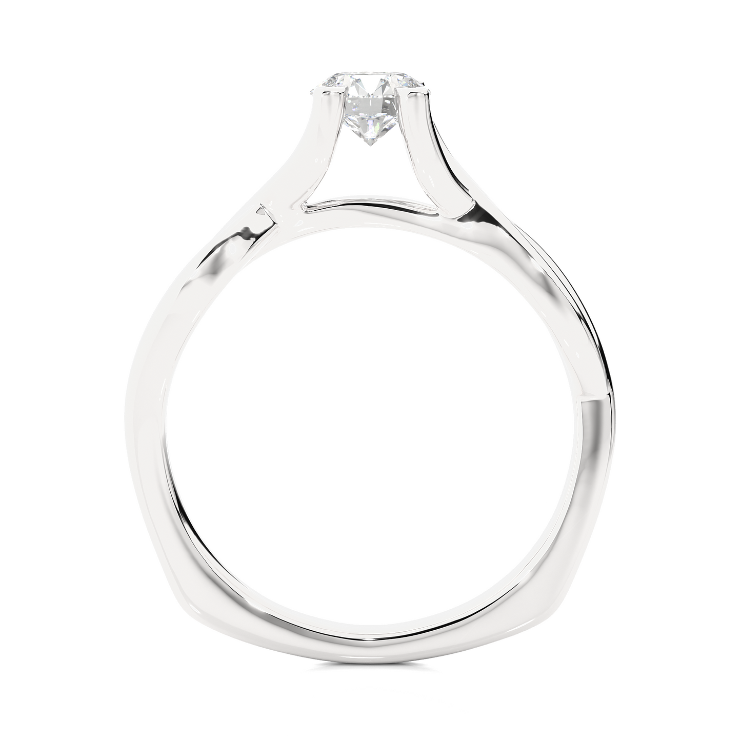 Lab Grown Round Diamond Solitaire Split Shank Ring