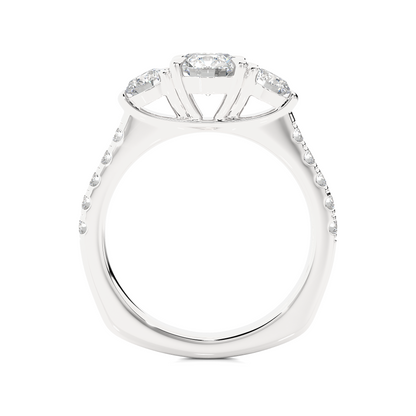 1.54 Ct Lab grown Round Diamond Anniversary Ring, With Three Stone