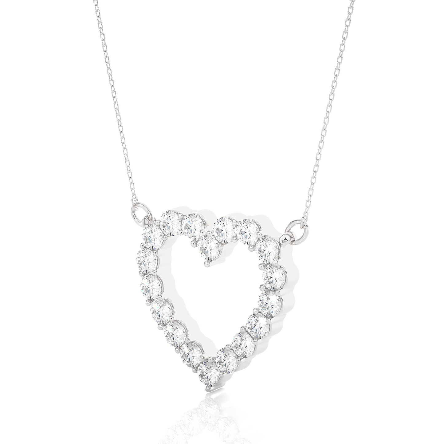 Classic 14K Solid Gold Heart Pendant Necklace In 0.46 CT Open Heart Shape Pendant For Women's