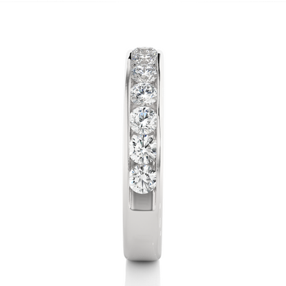 Channel Set Round Cut Diamond Half Eternity Band Perfect Gift For Her In 14K Solid Gold