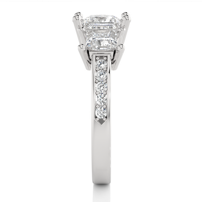 14K Solid Gold princess cut 2.20 Ct  Lab grown three stone Ring For Her