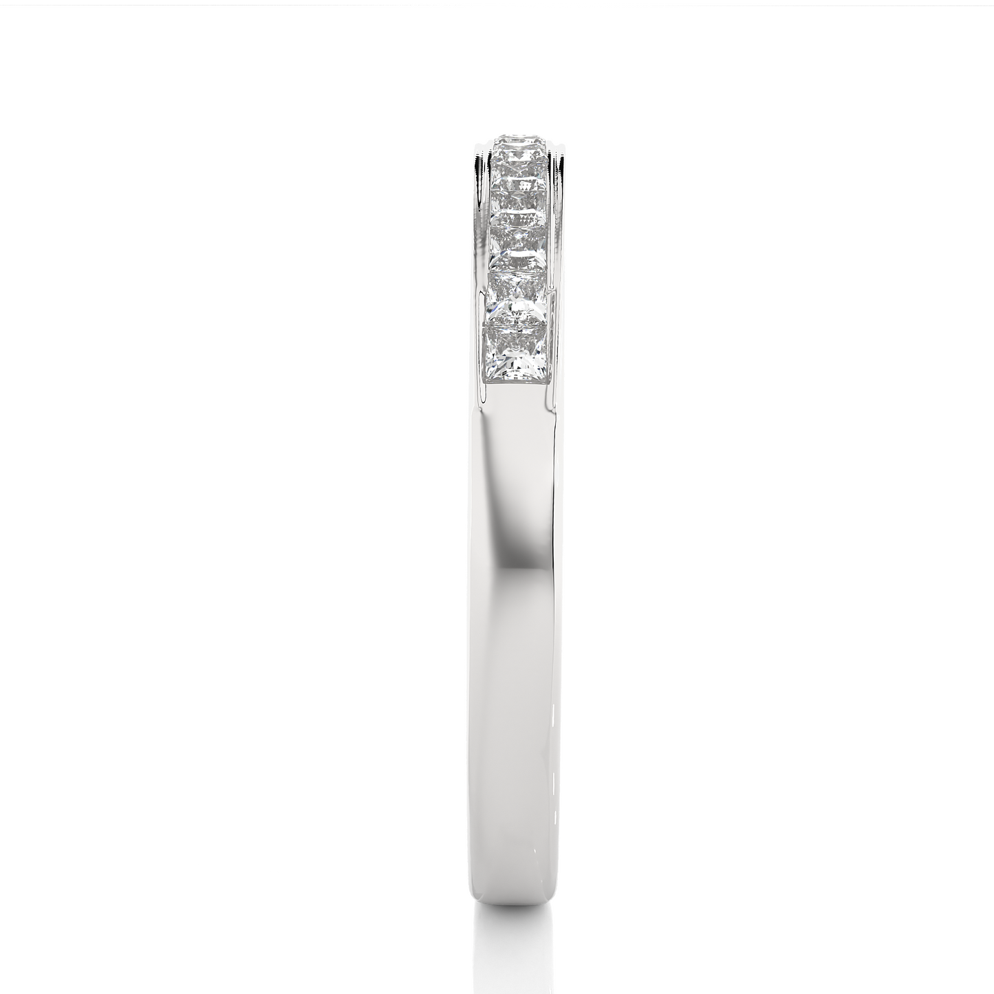 Labgrown Princess Cut Gold Half Eternity Band Ring 14K Solid Gold Stackable Band for Women's