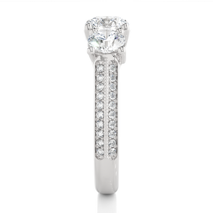 2.23 Carat Round Shape Lab grown Diamond Three Stone , Accented Ring For her