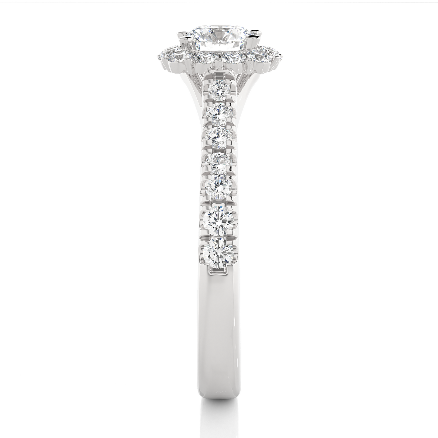 14K Solid Gold Lab Grown Diamond Wedding Ring, Accented Round Cut Diamond For Engagement Ring For Her