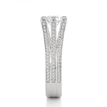 Round Brilliant Cut Lab Grown Diamond Ring, 18K Solid Gold Split Shank Ring In Wedding Special For Bridals