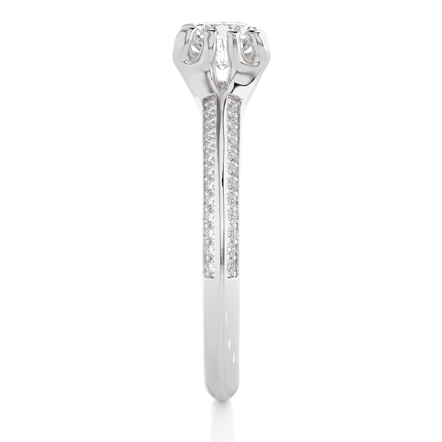 10k Solid White Gold Engagement Ring With Round Cut Lab Grown Diamond Perfect Gift For Her