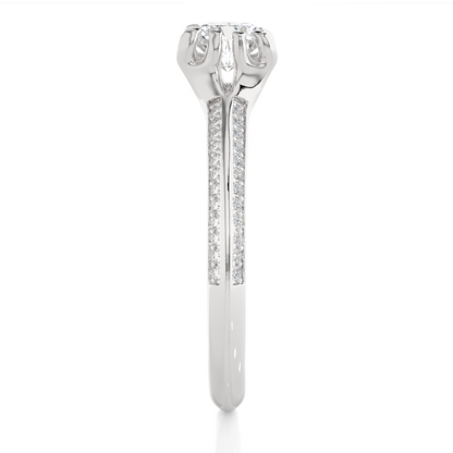 10k Solid White Gold Engagement Ring With Round Cut Lab Grown Diamond Perfect Gift For Her