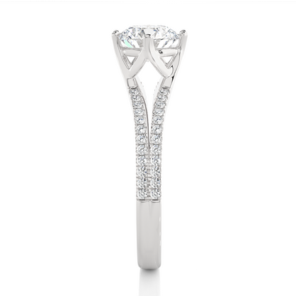 1.05 CT Colorless Round Shaped Lab Grown Diamond Ring, Accented  Engagement Ring For Her