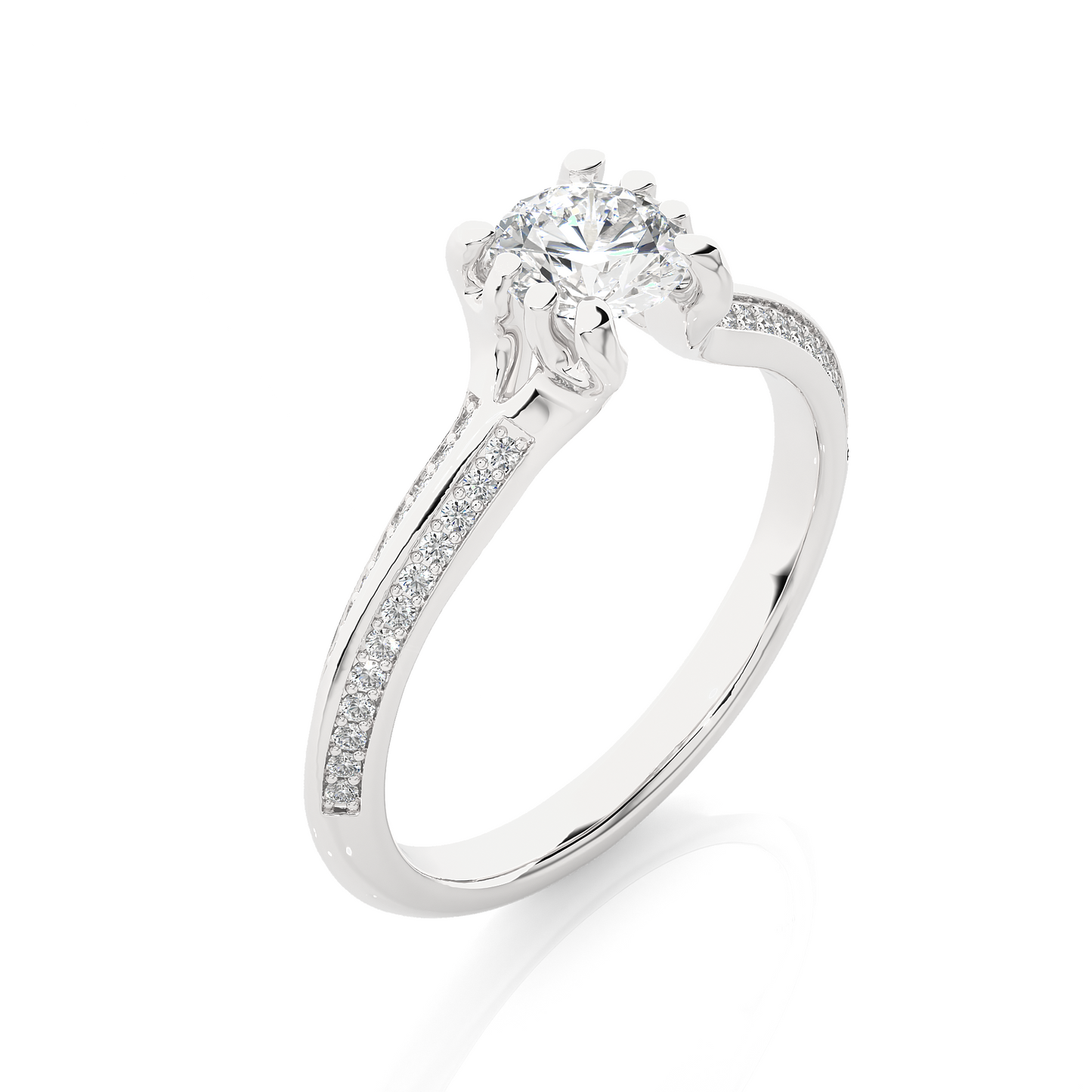 10k Solid White Gold Engagement Ring With Round Cut Lab Grown Diamond Perfect Gift For Her