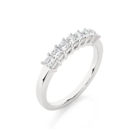 Princess Cut Half Eternity Band In 14K Solid Gold In Lab grown And Natural Diamonds