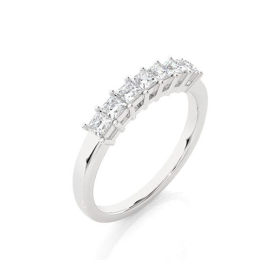 Princess Cut Half Eternity Band In 14K Solid Gold In Lab grown And Natural Diamonds