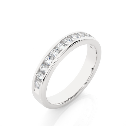 Eco-Friendly Round Diamond Channel Set Wedding Band Lab-Grown Sparkle Band For Wife