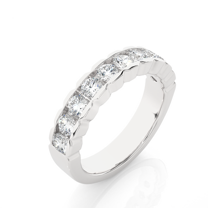 Affordable Round Diamond Half Eternity Wedding Band Ring Elegant Yet Budget Friendly Gift