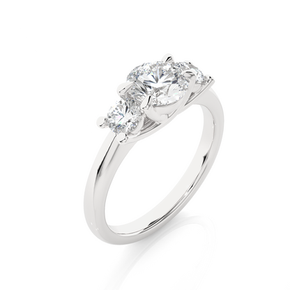 Three Stone Round 1.39 Carat Lab Grown Diamond Engagement Ring For Her