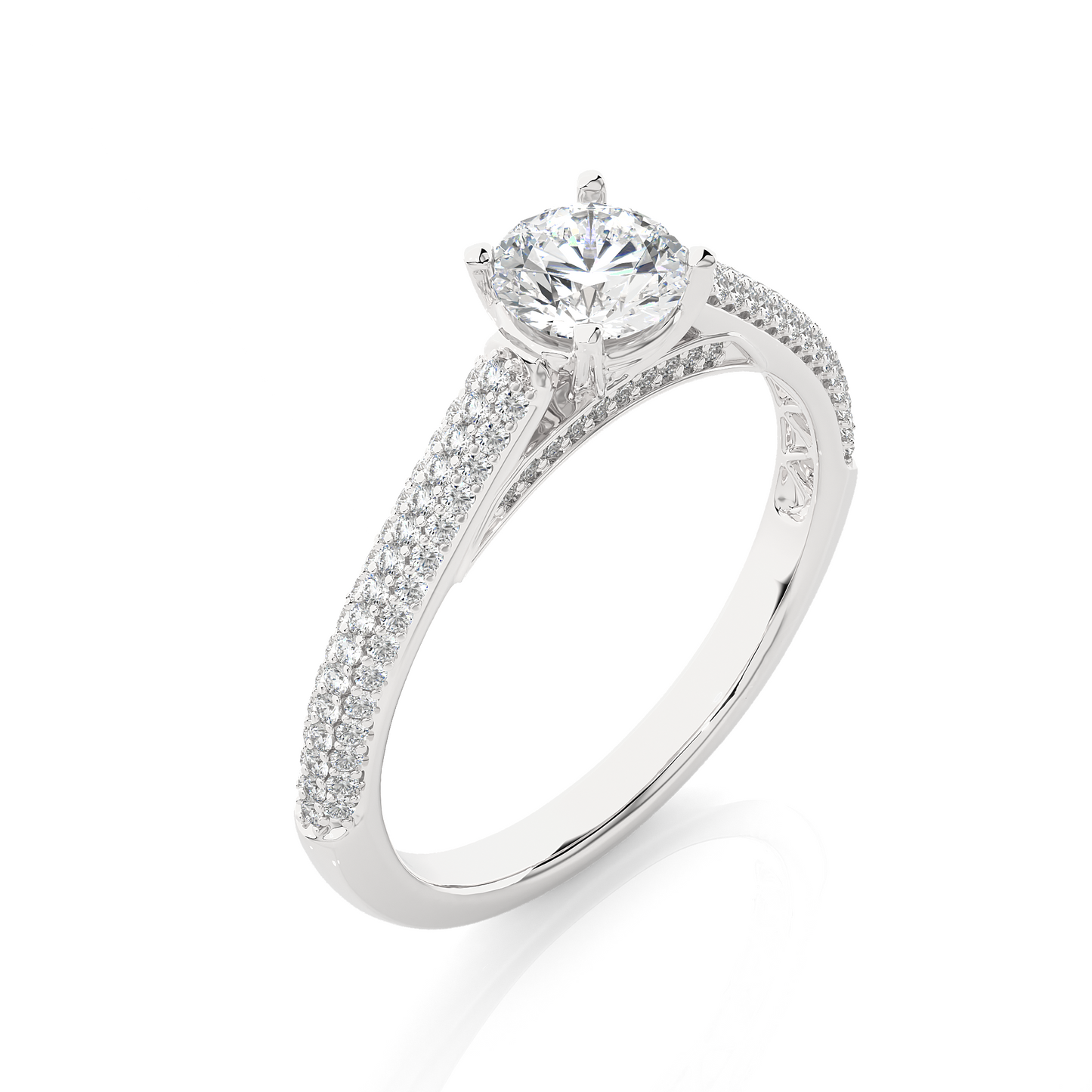 5.70 Ct Round Shaped Lab Grown  Diamond 18k Solid Gold With Side Stone Stunning Engagement Ring For Her