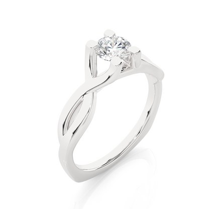 Lab Grown Round Diamond Solitaire Split Shank Ring