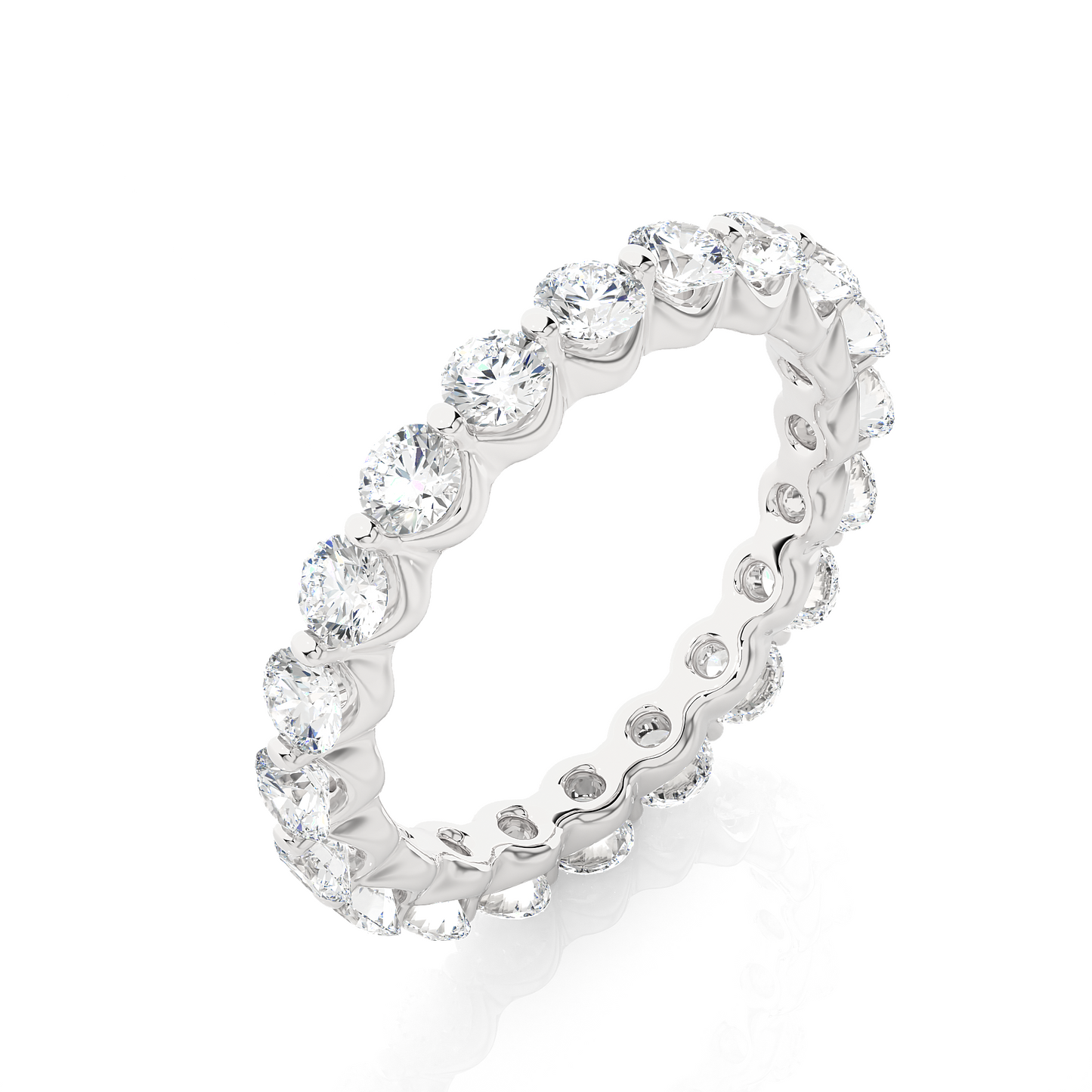 2.03 CT Channel Set Round Cut Lab Grown & Natural Diamond Colorless Engagement Ring, With 14K Solid White Gold