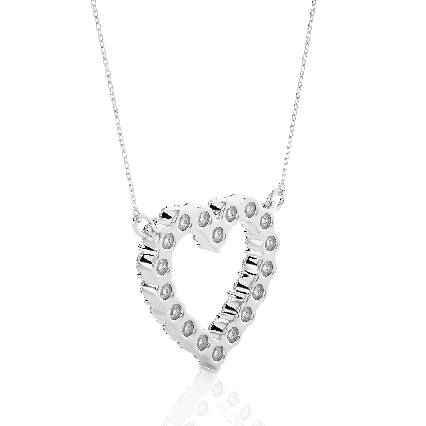 Classic 14K Solid Gold Heart Pendant Necklace In 0.46 CT Open Heart Shape Pendant For Women's