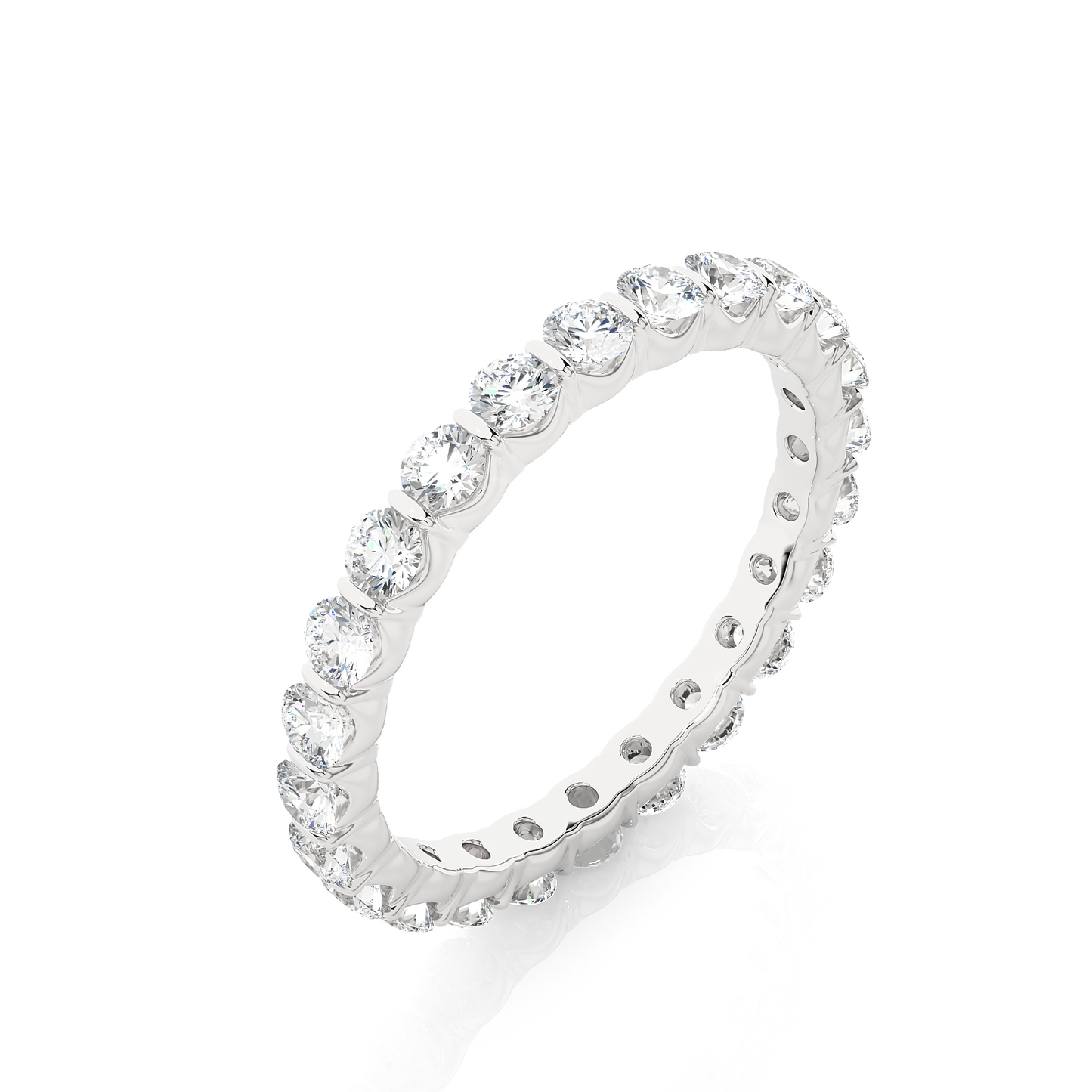 14K Solid Gold Full Eternity Round Cut Lab Grown & Natural Diamond Wedding Band For Women