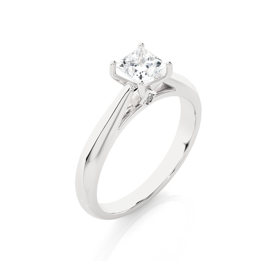 Princess Cut Lab Diamond Prong Set Solitaire Ring