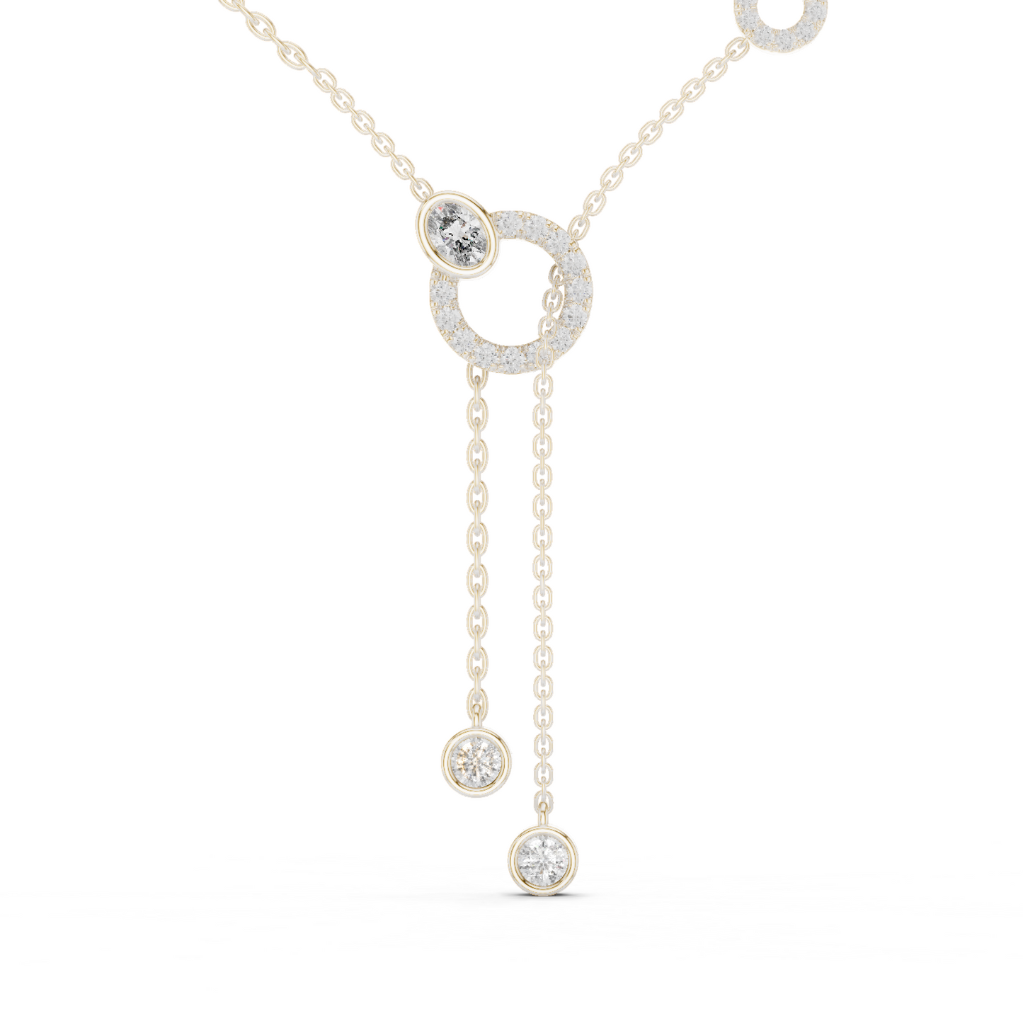 Round And Oval Shape Lab Grown & Natural Diamond 14k Solid Rose Gold Party Wear Women Diamond Necklace