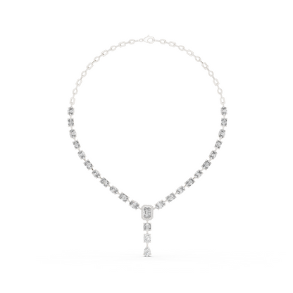 Round, Oval, Emerald At All Shapes Lab grown Diamond 14k Solid Gold Antic Look Diamond Necklace for Her