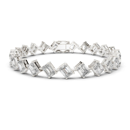 Vintage 15.79 Round Cut Lab Grown & Natural Diamond Unique Delicate Classic Dainty Stackable Tennis Bracelet For Her