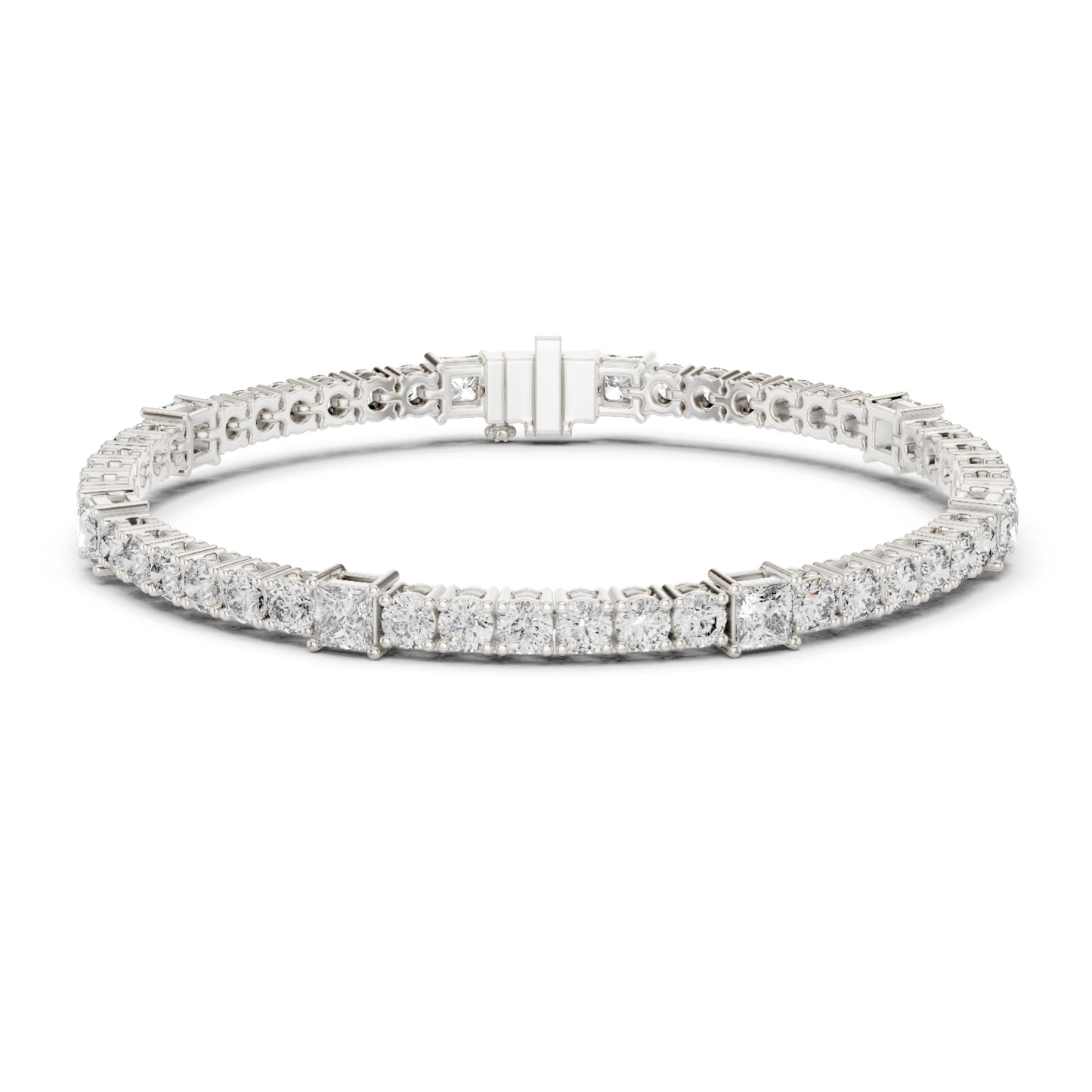 6.52Ct Round and Princess Cut White Colorless Lab Grown Diamond Unique Vintage Elegant Classic Wedding  Bracelet Gift For Women's