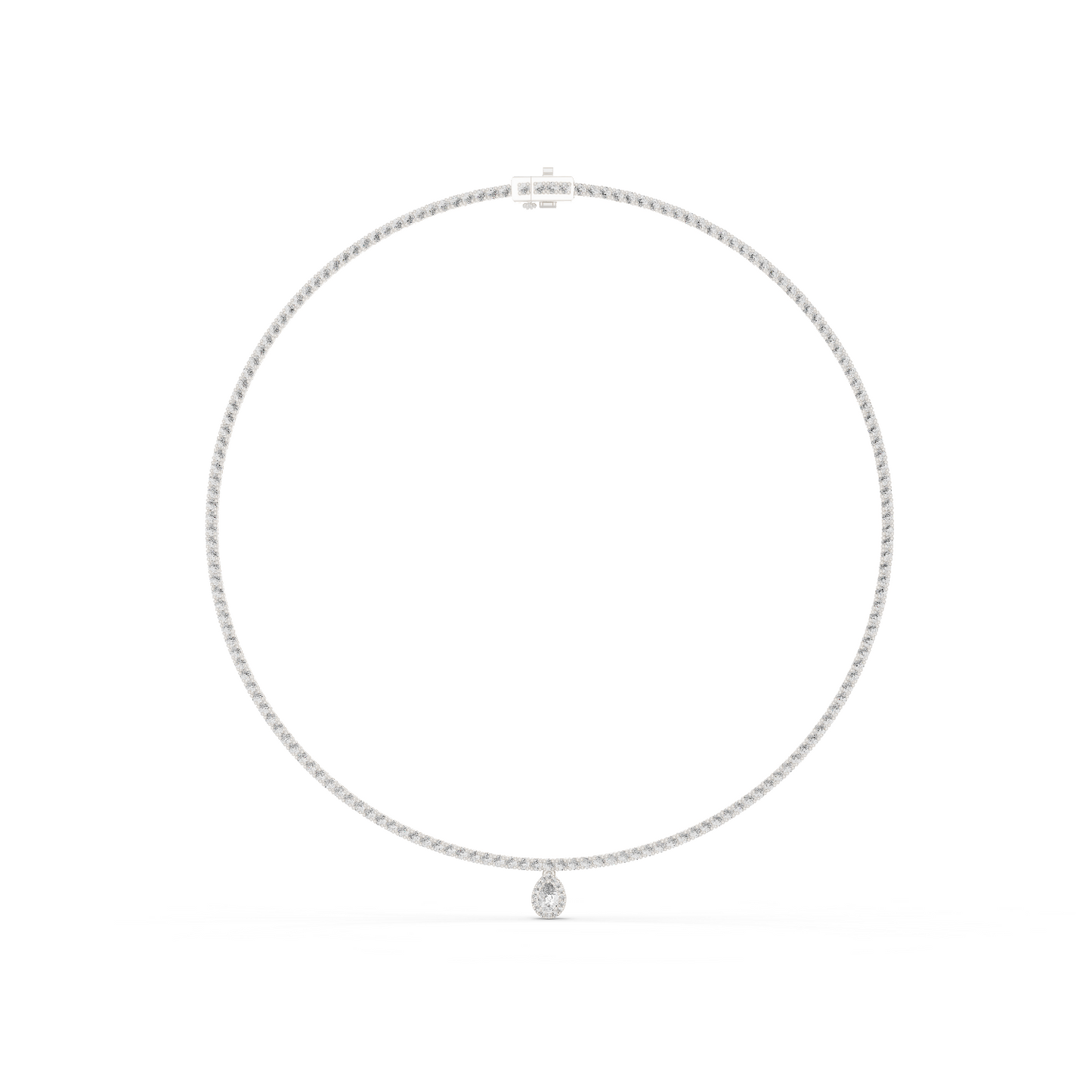 4.53 Ct Round & Pear Shape Lab Grown Diamond Solid vintage Women Necklace For Anniversary Gift